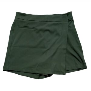 White Birch Olive Green Faux Wrap Skirt XL | Minimalist Chic Capsule Basic Boho